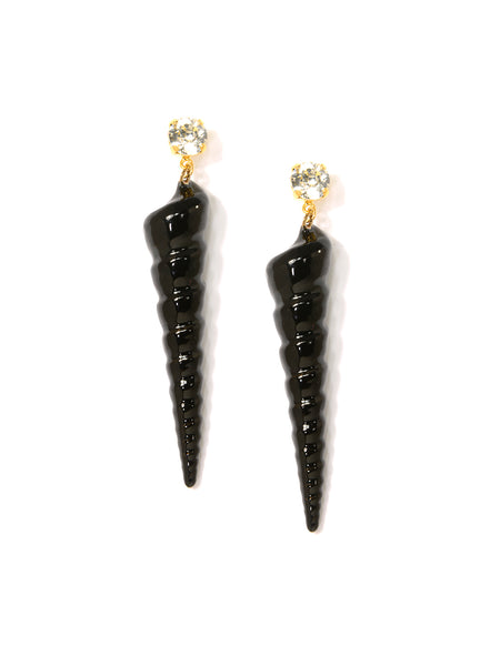 SPIRAL SHELL EARRINGS (BLACK)