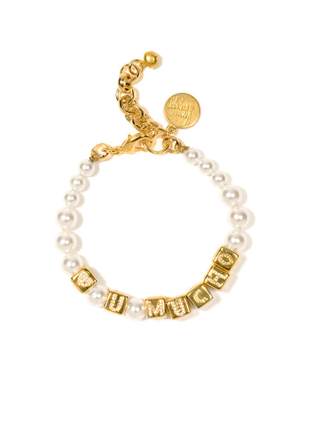 LOVE YOU MUCHO PEARL BRACELET (GOLD PAVE)